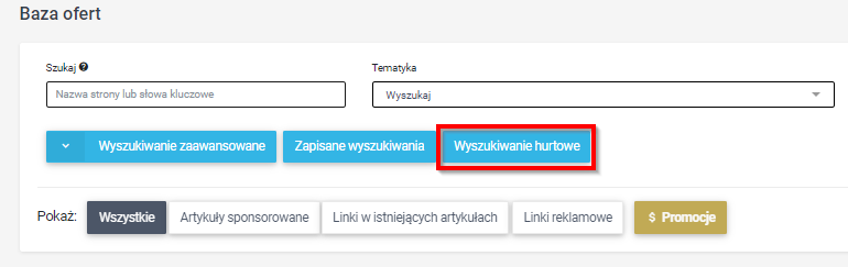 Przycisk hurtowe wyszukiwanie w Bazie Ofert