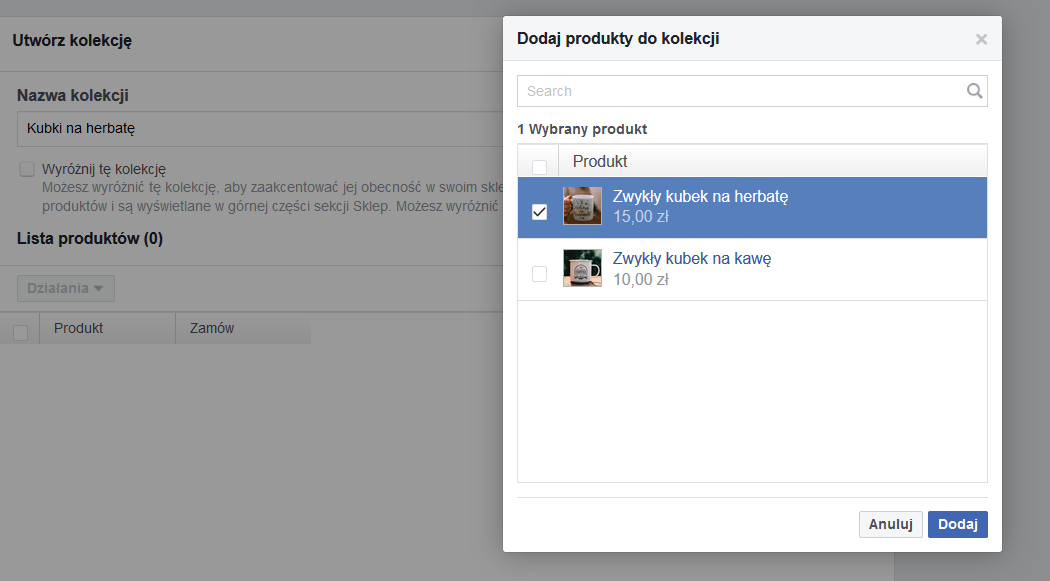 dodaj produkt kolekcja