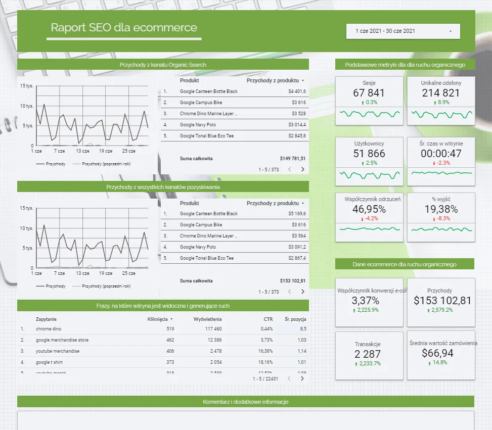 Raport seo dla ecommerce